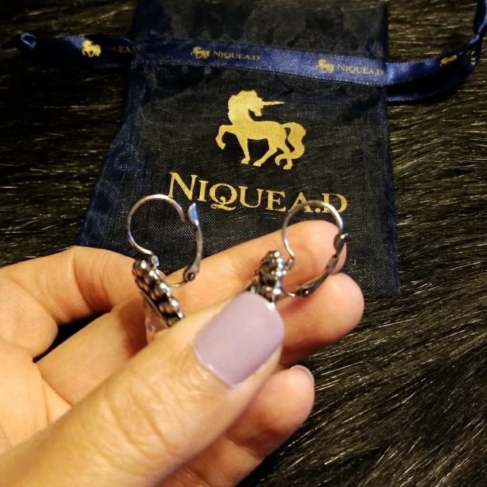 NIQUEA.D // ltd ed antique silver crystal drop earrings